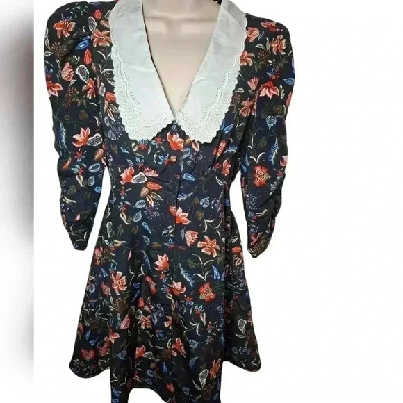 Zara Embroidered Collar Print Dress xxs - Picture 5 of 16